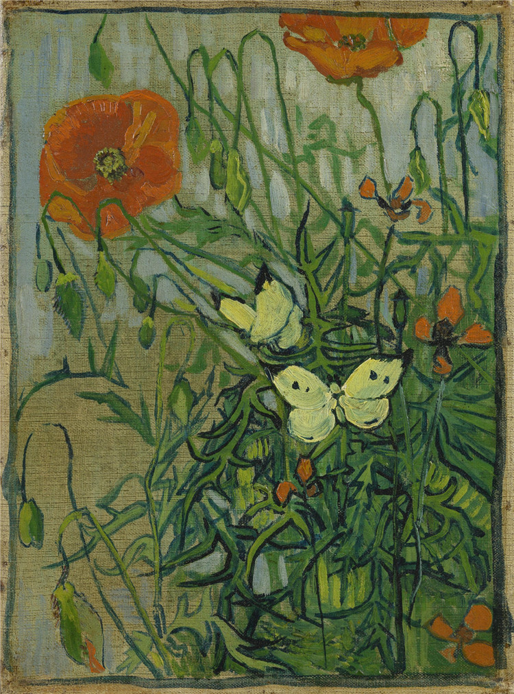 Poppies And Butterflies Van Gogh Oil Painting